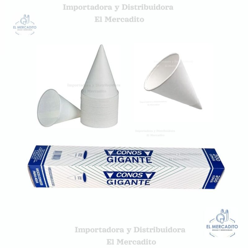 Vasos cónicos de papel, 200 unidades