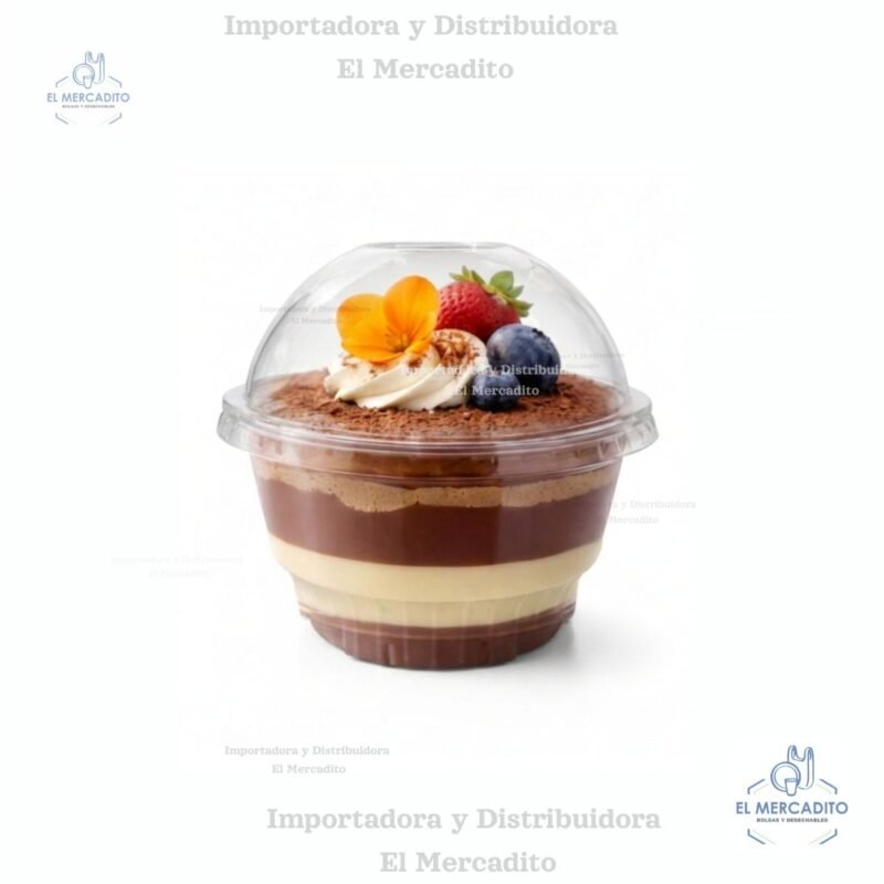 Vaso #5 oz Tapa domo desechable transparente, en paquetes de 25 unidades