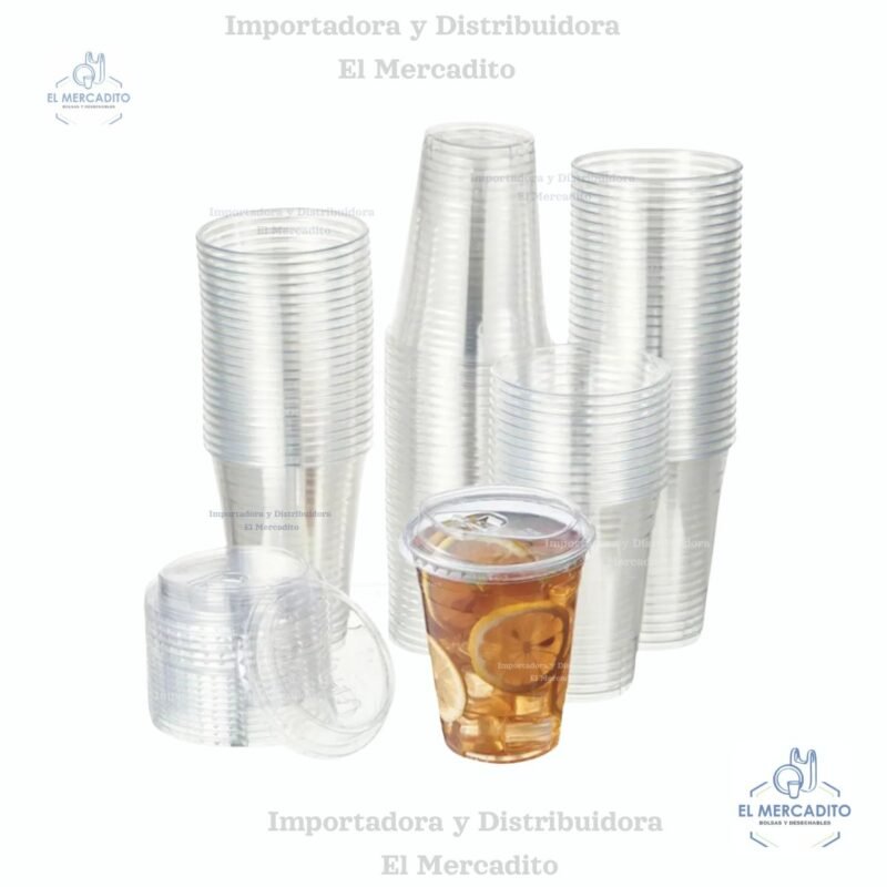 Vaso Plástico Pet 16 Oz Con Tapa Sip Lid, en paquetes de 25 unidades