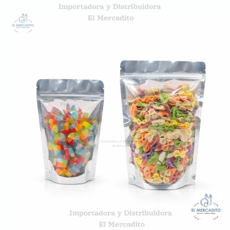 Bolsa Ziplock Metalizada con Ventana, 15 x 22 cm, 12 x 18 cm