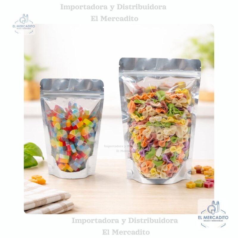 Bolsa Ziplock Metalizada con Ventana, 15 x 22 cm, 12 x 18 cm
