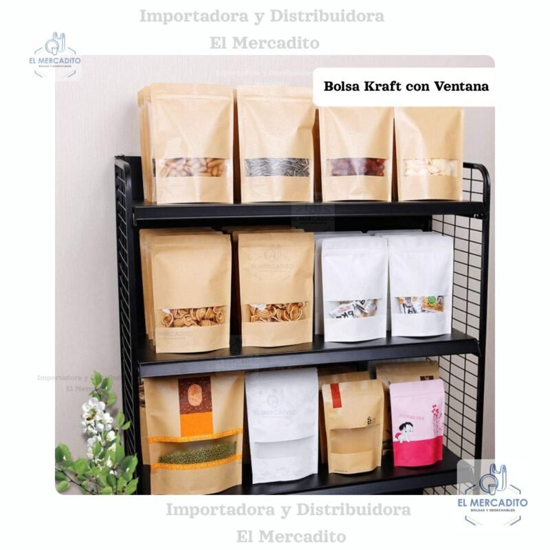 Bolsa Ziplock Kraft con Ventana, Variedad de tamaños