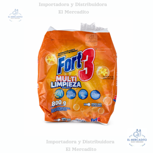 Jabón en Polvo Fort3 Multi-Limpieza, 800 gramos