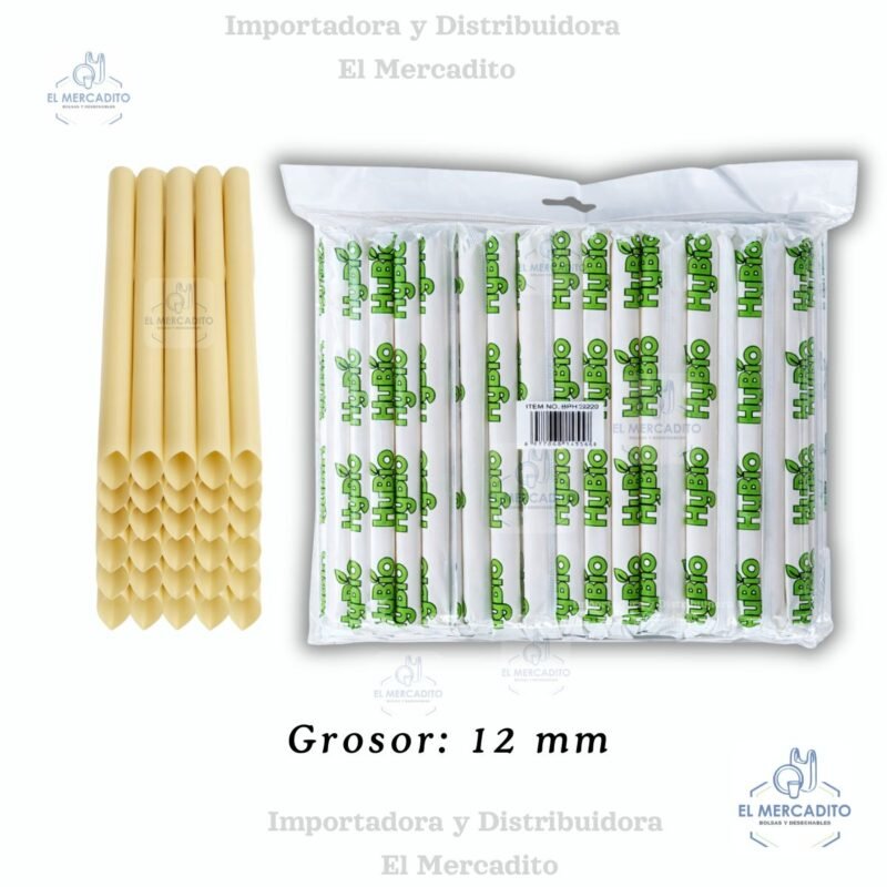 Pajilla de Plástico Gruesa de 12 mm Hybio, 100 unidades