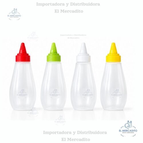 Botella Salseras-3 Botellas Salseras Plásticas 10 oz