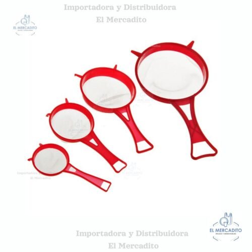 Coladores de Plástico Rojo, Juego de 4 piezas (1) Coladores de Plástico Rojo, Juego de 4 piezas