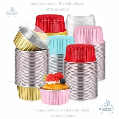 Molde Redondo Aluminio Colores (3) Molde de Aluminio para Cup cakes de Colores