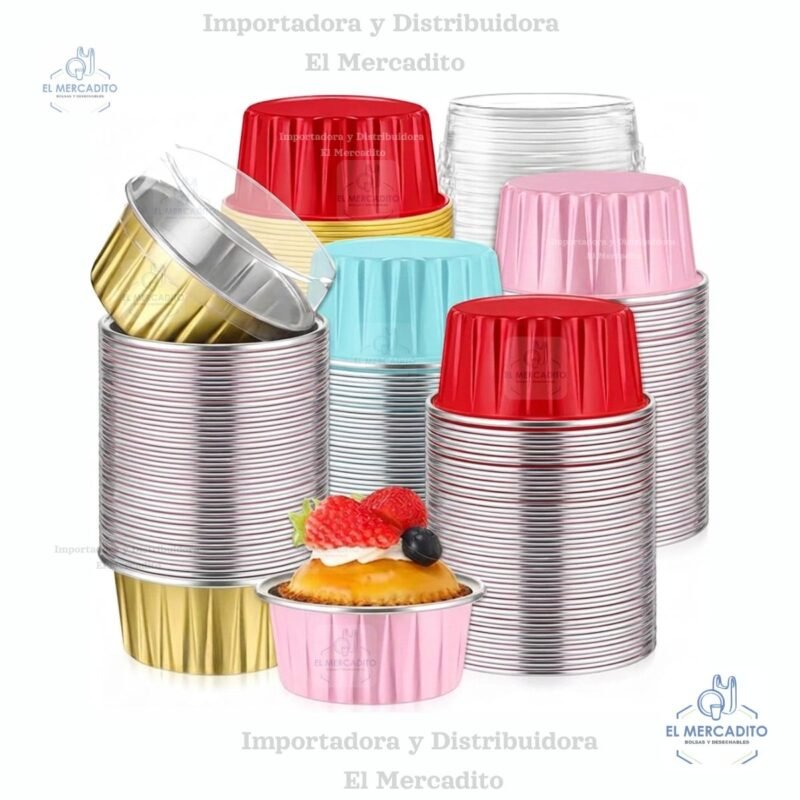 Molde de Aluminio para Cup cakes de Colores
