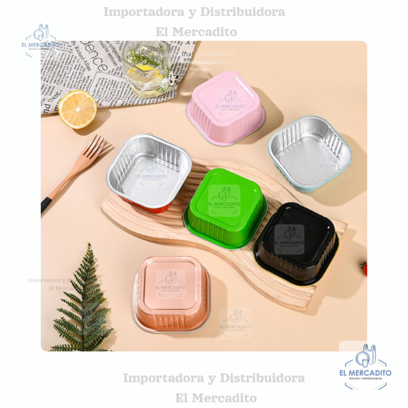 Molde de Aluminio Cuadrado de Colores