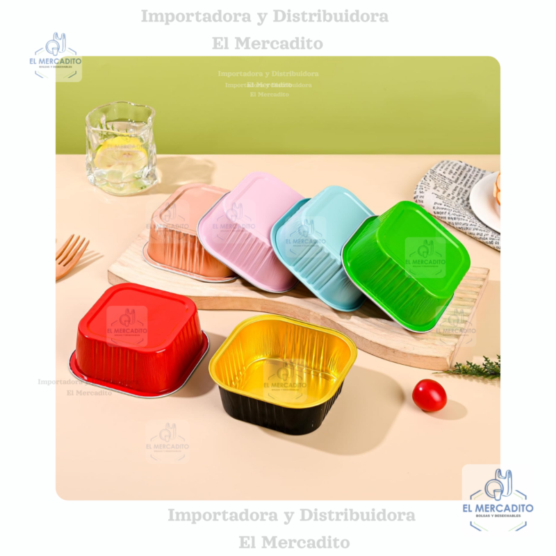 Molde de Aluminio Cuadrado de Colores