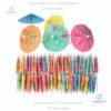 Palillos con Sombria Coloridos de Cóctel, en paquetes de 25 unidades