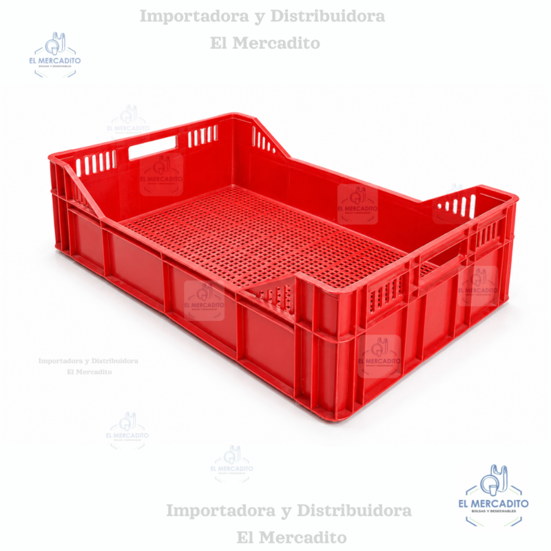 Cajas Plásticas Calada Rectangular baja, 59.5 x 39 cm x 10 cm