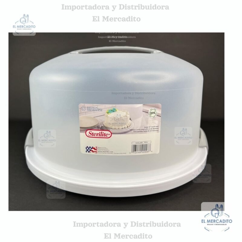 Contenedor Servidor para pastel circular Sterilite color blanco, con capacidad para 12 porciones.