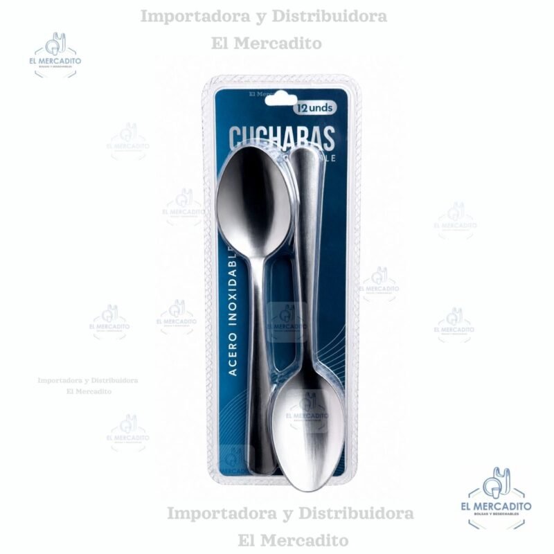 Cucharas metálicas de acero inoxidable, 12 piezas, 18 cm