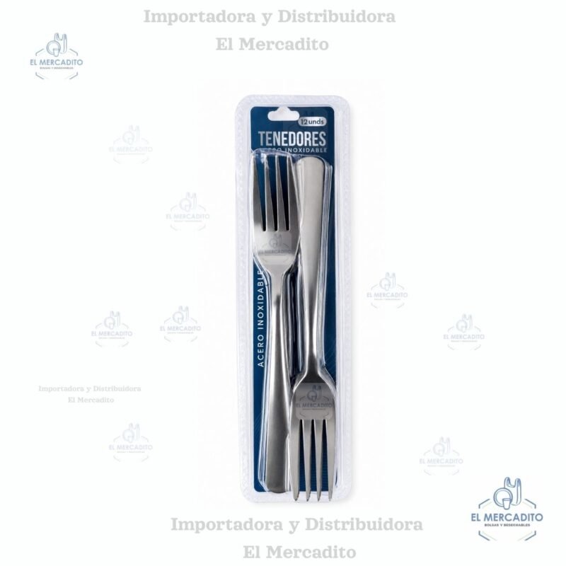 Tenedores Metálicos de acero inoxidable, 12 piezas, tamaño estándar de 18 cm