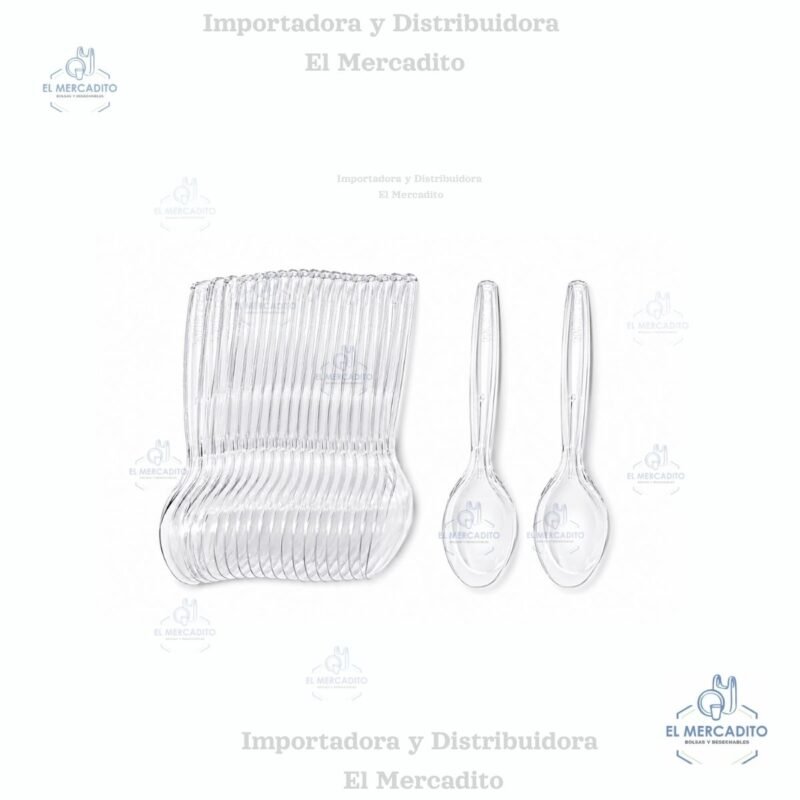 Cuchara plástica transparente Darnel, 11 cm, 20 unidades por paquete