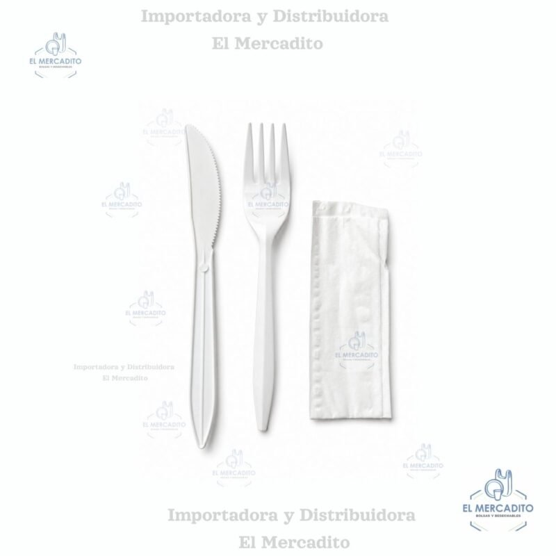 Cuchara - Tenedor - Servilleta / Kit 3 piezas