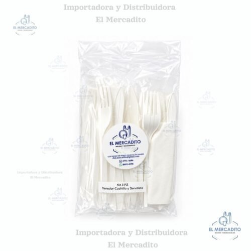 Cuchara - Tenedor - Servilleta / Kit 3 piezas