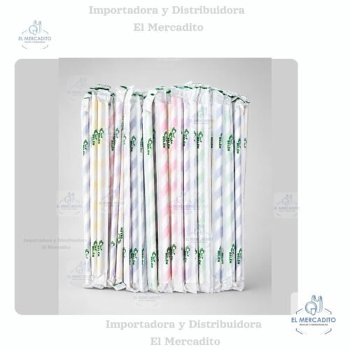 Pajilla de Papel, de rayas a colores, 100 unidades por paquete