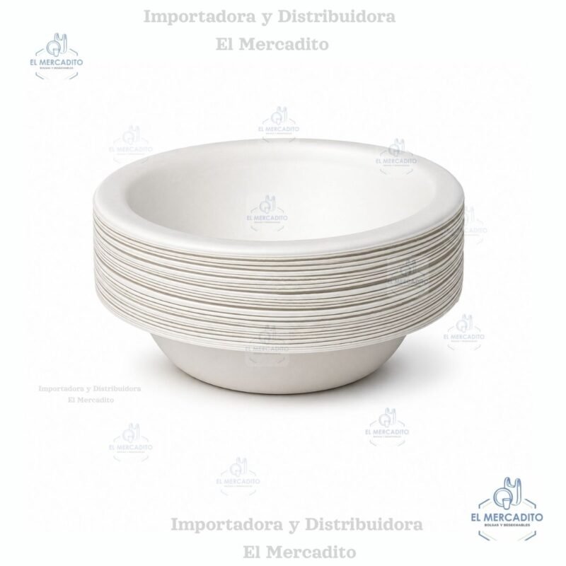 Tazón Biodegradable 12 oz en Bagazo de Caña, en paquetes de 25 unidades