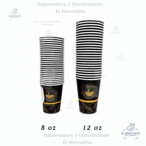Vasos Cafe -3 Vasos de Cartón para Café Decorados, de 8 oz y 12 oz, en paquetes de 25 unidades