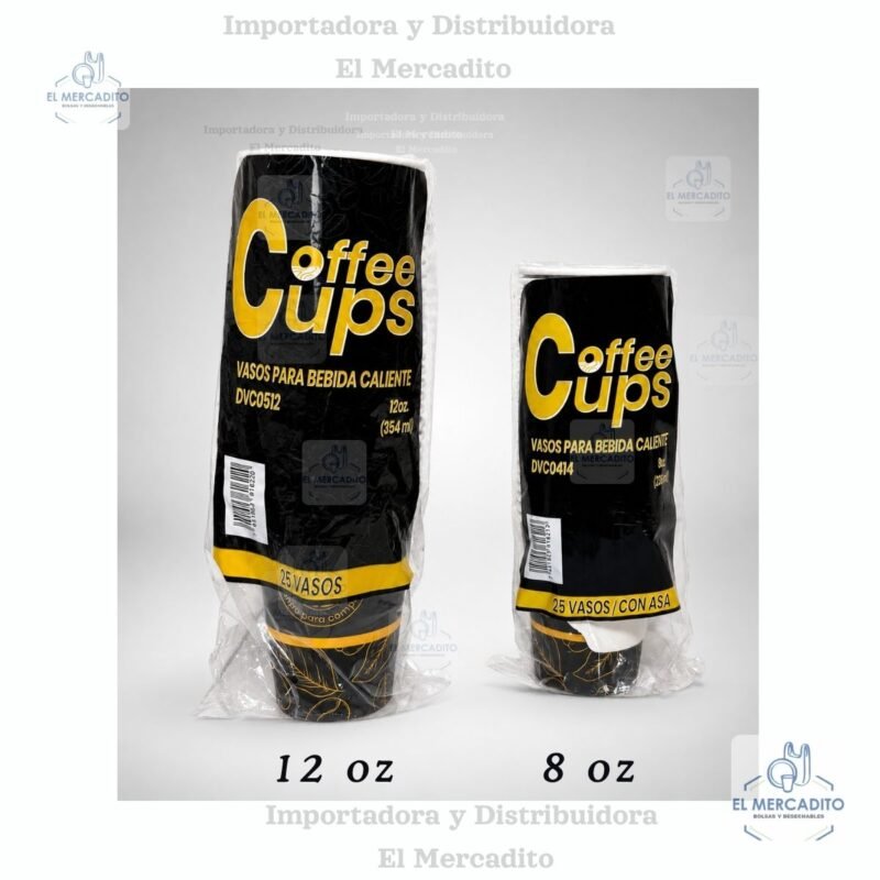 Vasos de Cartón para Café Decorados, de 8 oz y 12 oz, en paquetes de 25 unidades