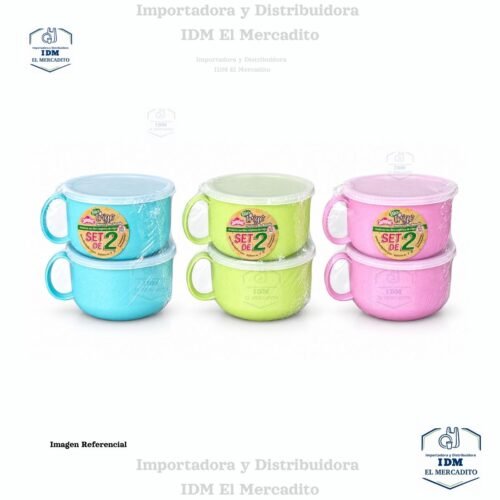 5 Taza Sopera con tapa 20 oz, Set de 2 unidades, biotrigo