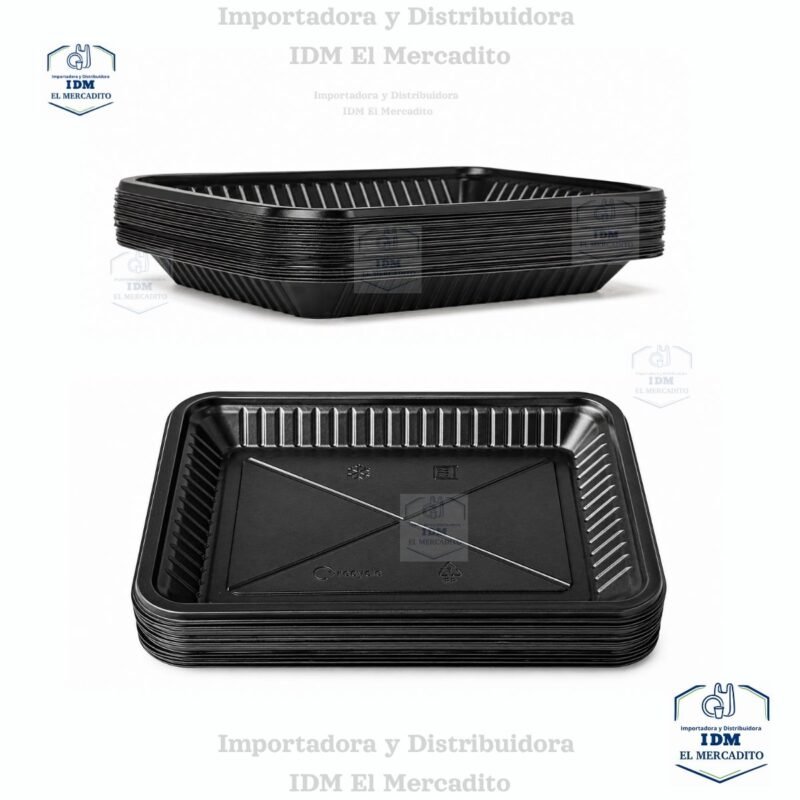 Bandeja 6X8 Fenix Negra, plástico mineral, en paquetes de 10 unidades