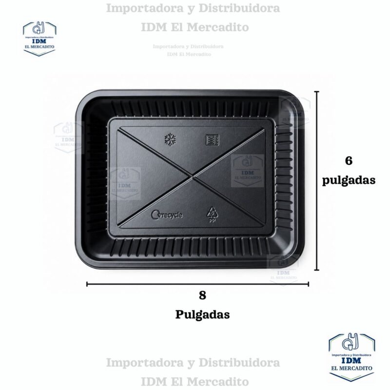 Bandeja 6X8 Fenix Negra, plástico mineral, en paquetes de 10 unidades