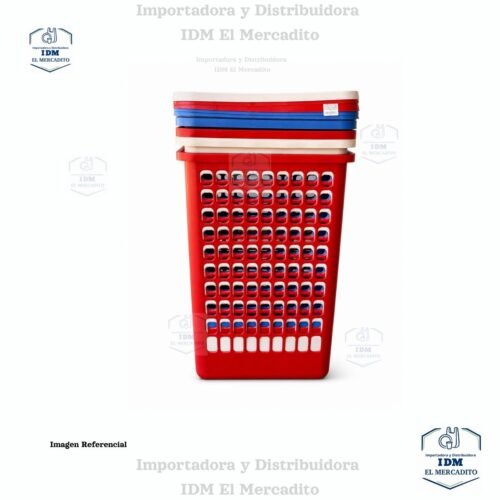 Canastón Rectangular Guateplast Con Tapa para ropa, 55Lt