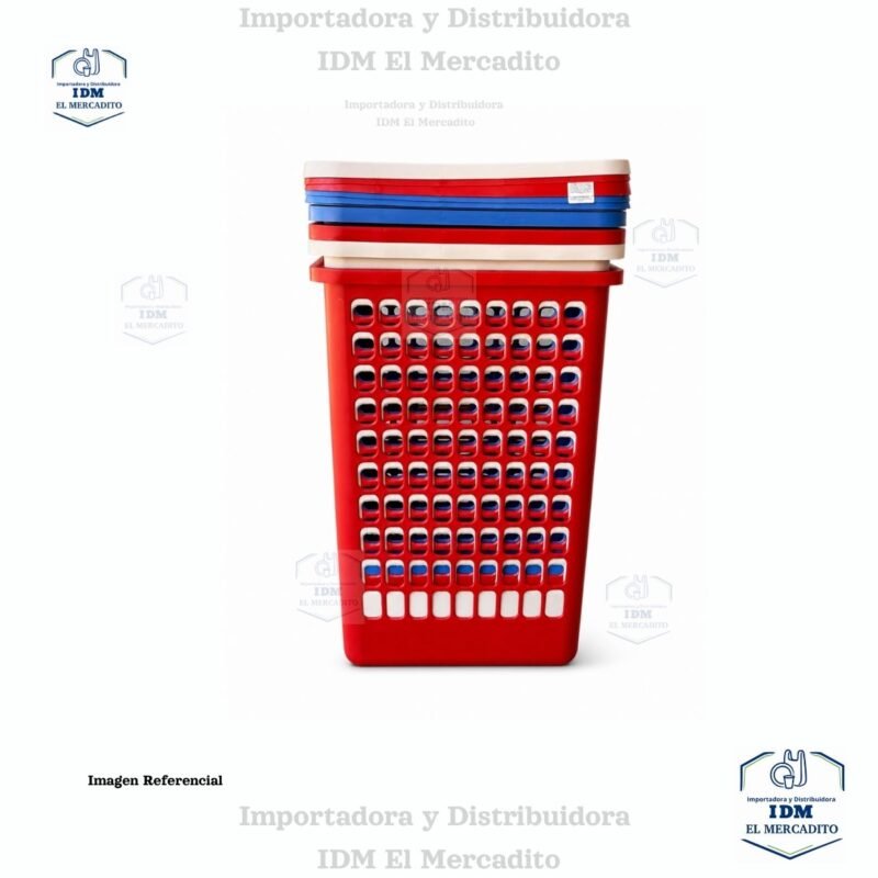 Canastón Rectangular Guateplast Con Tapa para ropa, 55Lt