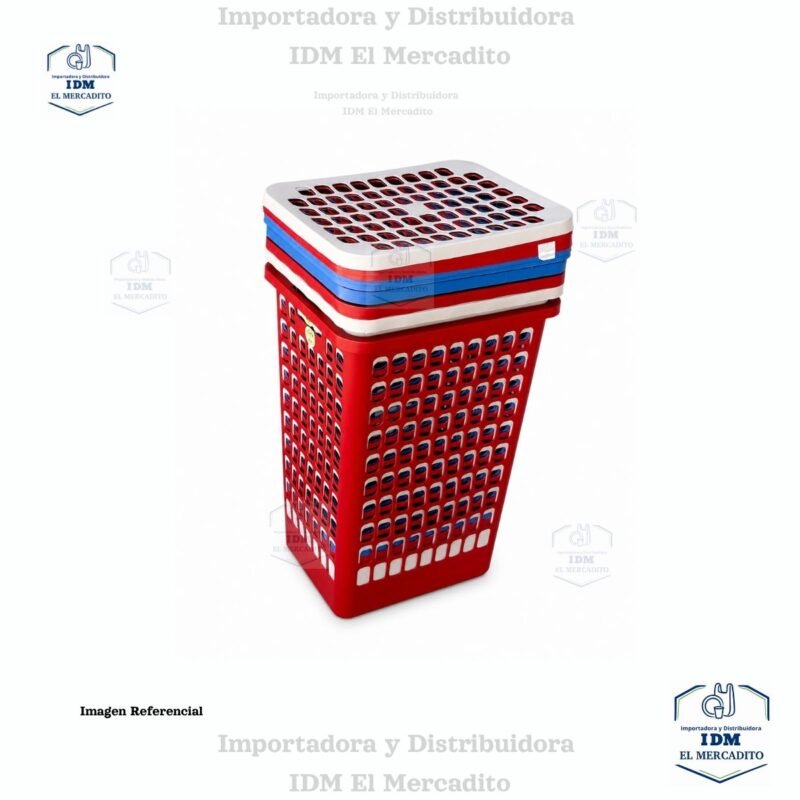 Canastón Rectangular Guateplast Con Tapa para ropa, 55Lt
