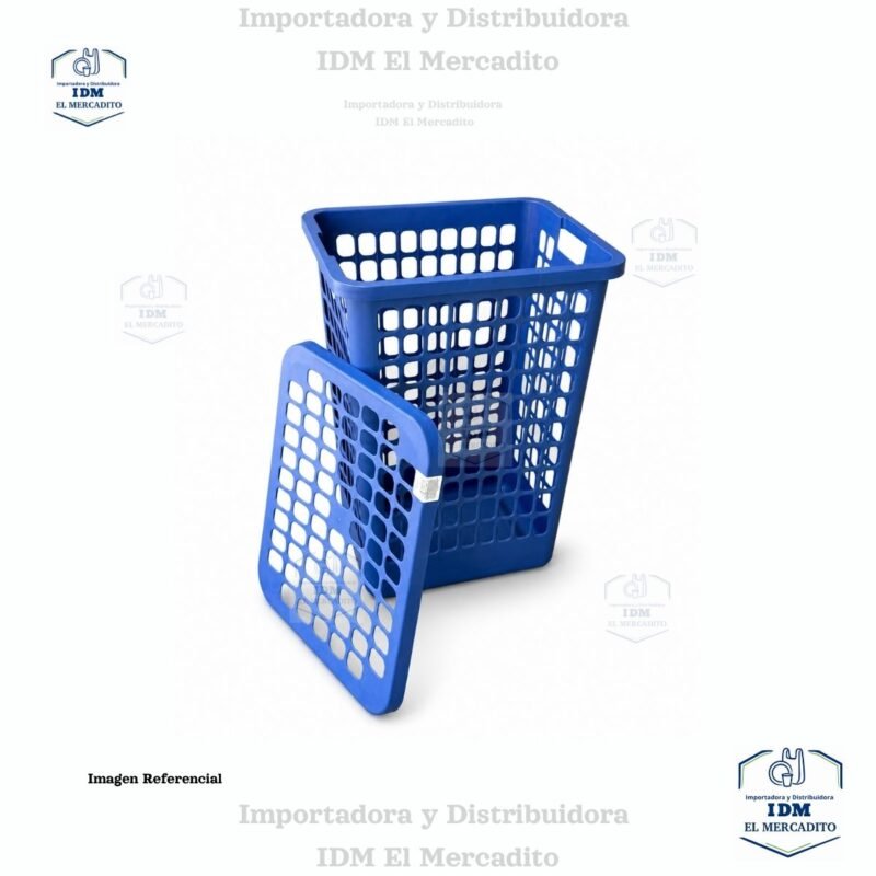 Canastón Rectangular Guateplast Con Tapa para ropa, 55Lt