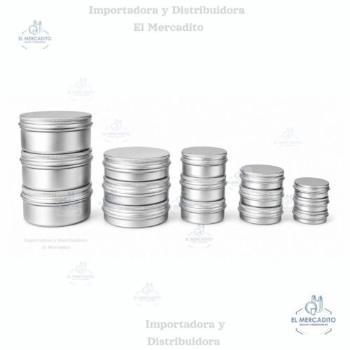 Cremeras metalicas-2 Envase de aluminio cremera 200 gr, 100 gr 50 gr, 30 gr, 10 gr, plateada con tapa de aluminio rosca con liner plateada