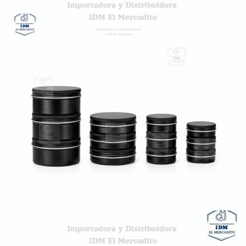 Cremeras metalicas Envase de aluminio cremera 200 gr, 100 gr 50 gr, 30 gr, negra con tapa de aluminio rosca con liner plateada