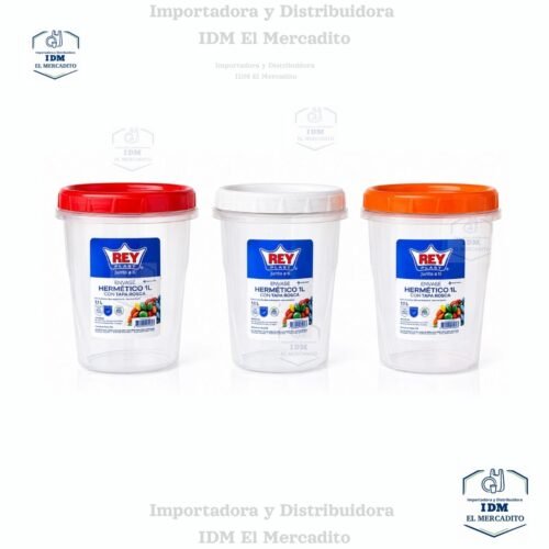 Envase Redondo con tapa rosca-6 Envase Hermético 1 L C/ Tapa Rosca