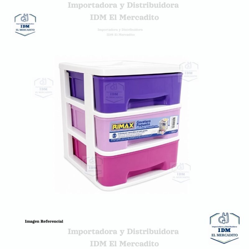 Gavetero Pequeño Con 3 Gavetas Rimax Color morado/rosa/fucsia