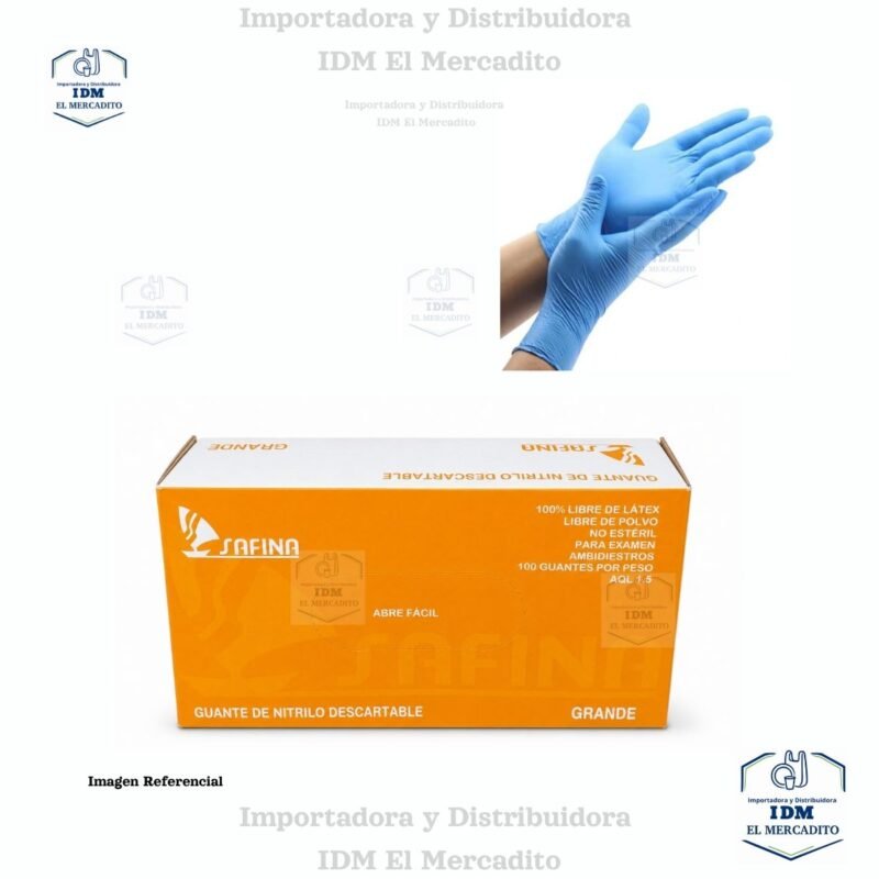 Guantes de nitrito azules grandes Safina, 100 unidades
