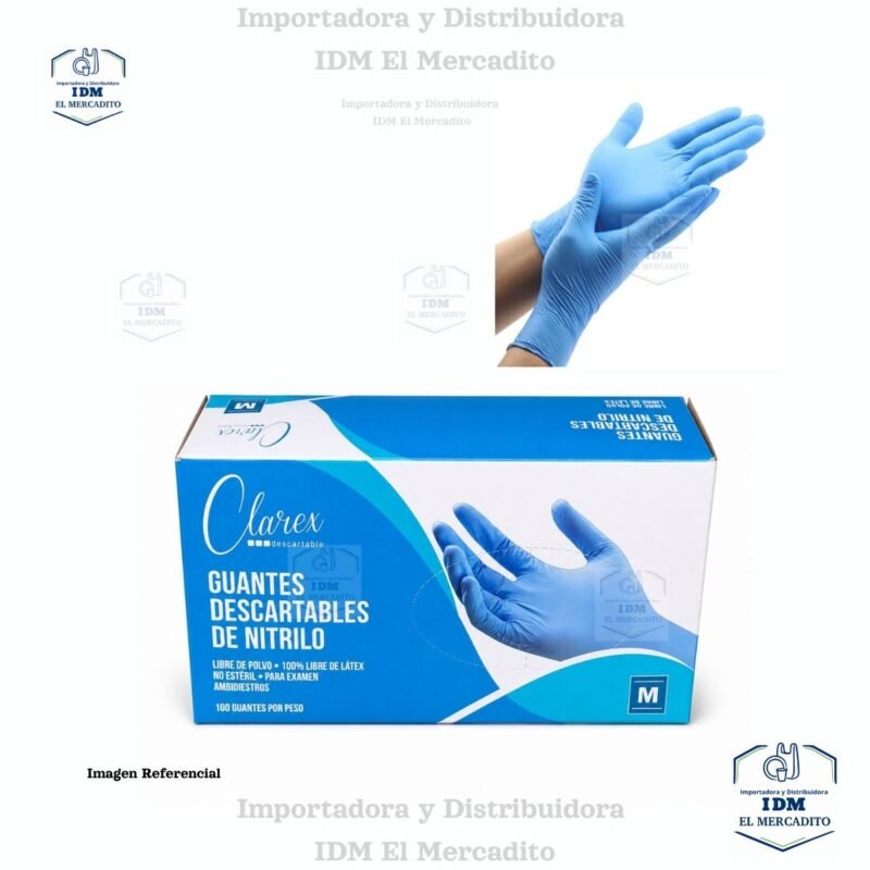 Guantes de nitrito azules medianos Clarex, 100 unidades