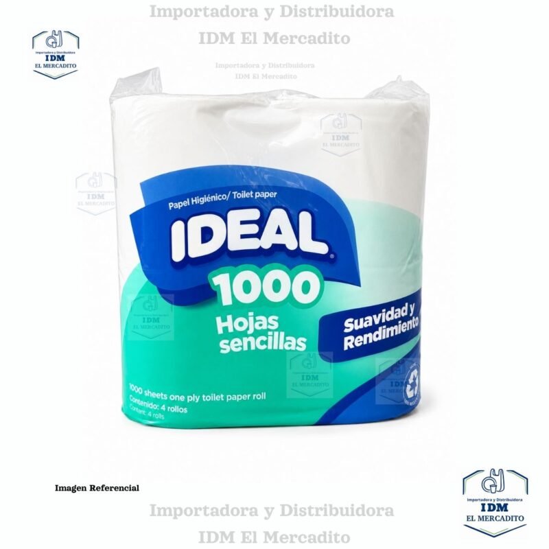 Papel Higiénico Ideal 1x4, 1000 hojas sencillas