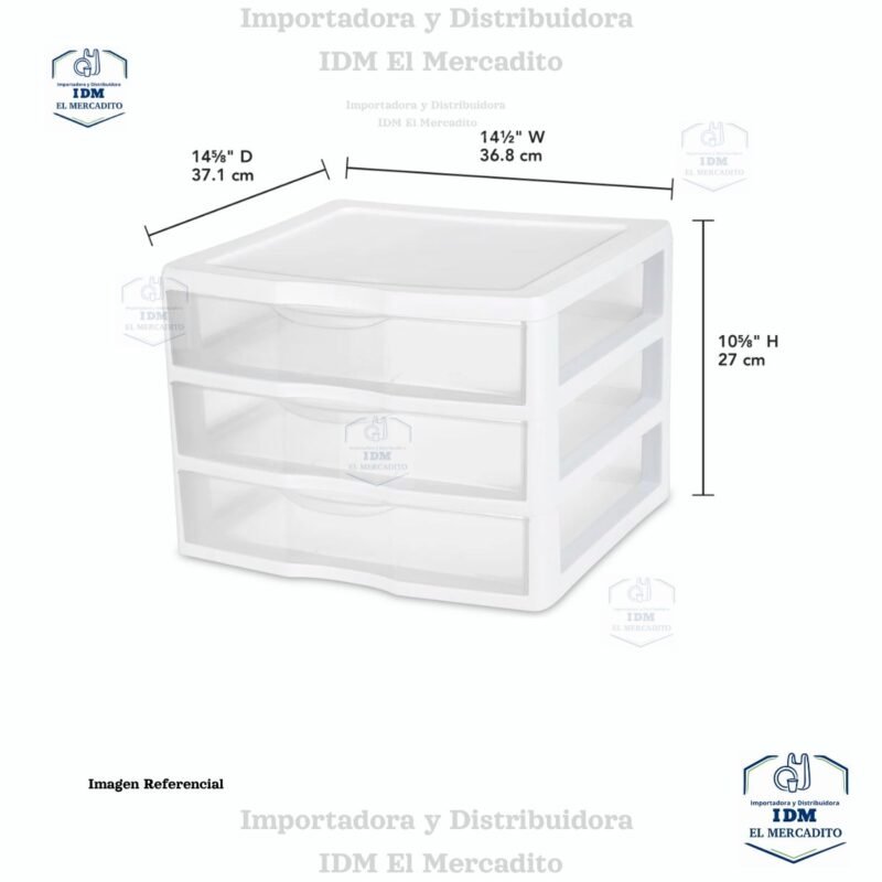 Organizador Sterilite de 3 niveles de 3 cajones anchos, organizador de escritorio de plástico con cajones transparentes