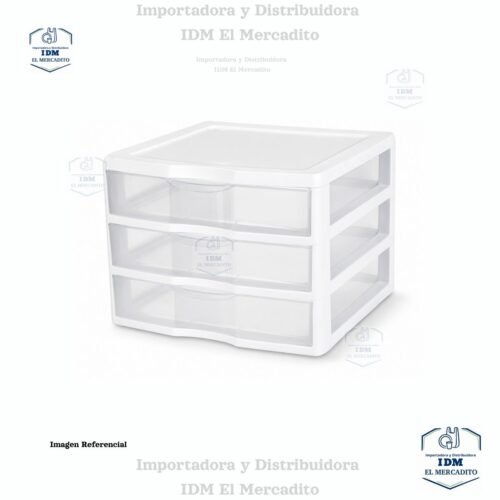 Organizador Sterilite de 3 niveles de 3 cajones anchos, organizador de escritorio de plástico con cajones transparentes