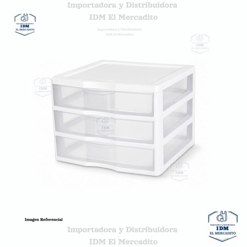 Organizador Sterilite de 3 niveles de 3 cajones anchos, organizador de escritorio de plástico con cajones transparentes