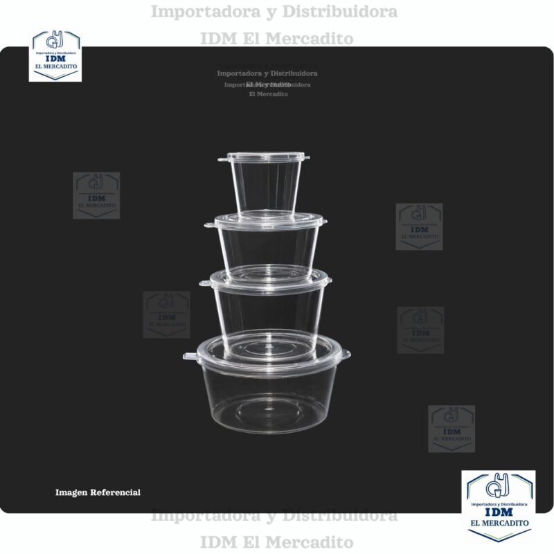 Tazas souffle transparentes para salsas, condimentos, con tapa unidas, 1 oz, 2 oz, 3 oz y 5 oz, en paquetes de 25 unidades