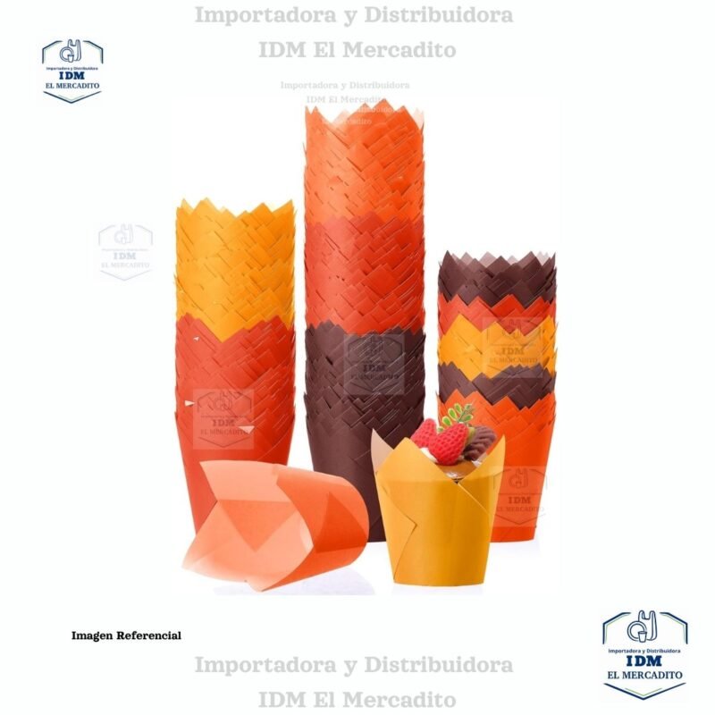 Capsulas de papel para Muffin estilo tulipán, Cupcakes, 50 unidades por paquete aproximadamente, tono otoñal