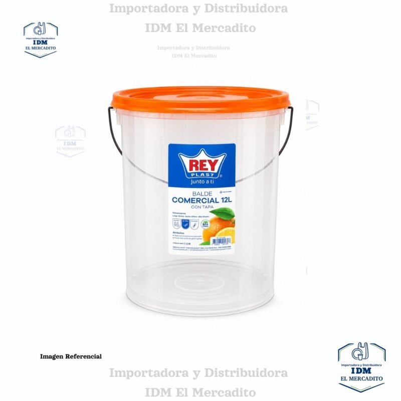 Balde Comercial #3, 12 Litros C/ Tapa Comercial Y Asa De Metal