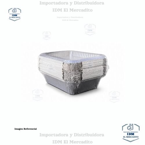 Molde de aluminio 18 x 13.5 cm de 1 1/2 libra, con tapa transparente, en paquetes de 25 unidades, N1813