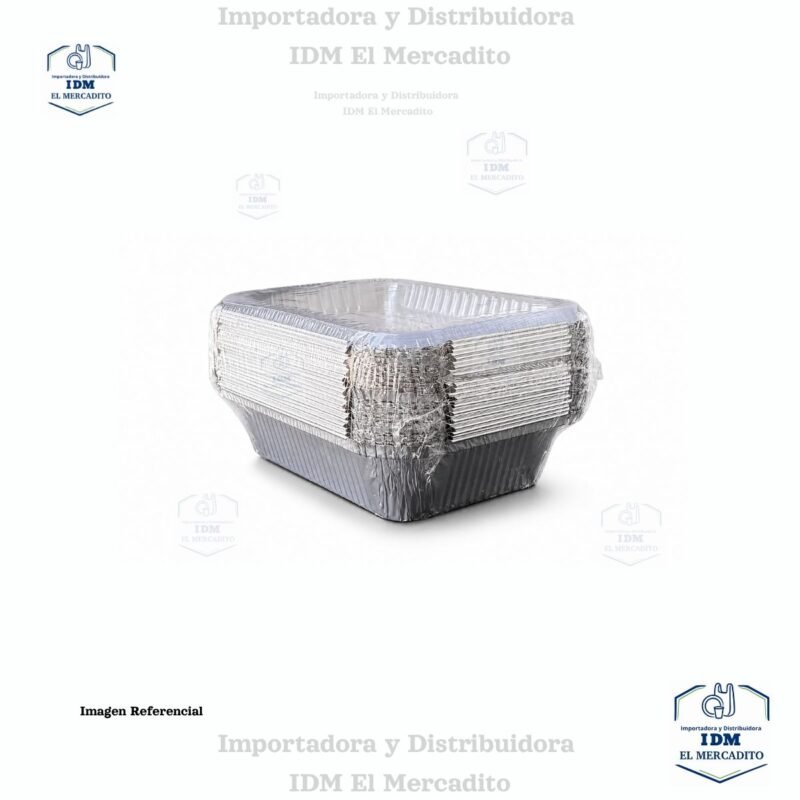 Molde de aluminio 18 x 13.5 cm de 1 1/2 libra, con tapa transparente, en paquetes de 25 unidades, N1813