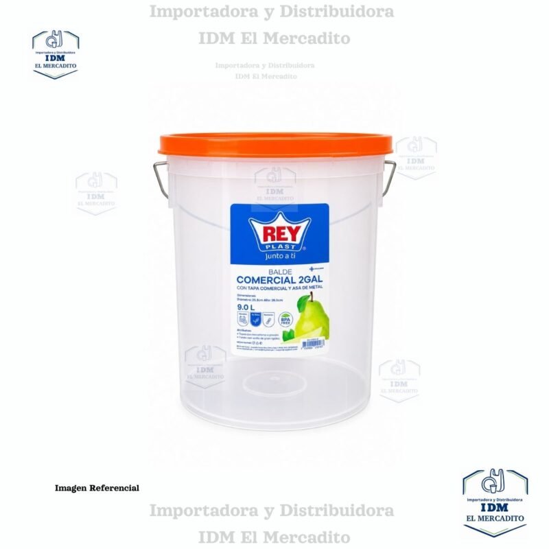 Balde Comercial #2, 2 Galones C/ Tapa Comercial Y Asa De Metal