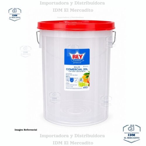 Balde Comercial #5, 20 Litros C/ Tapa Comercial Y Asa De Metal